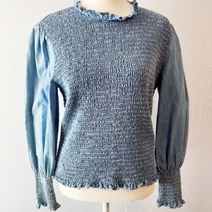 Veronica Beard chambray ruched blouse top size 4